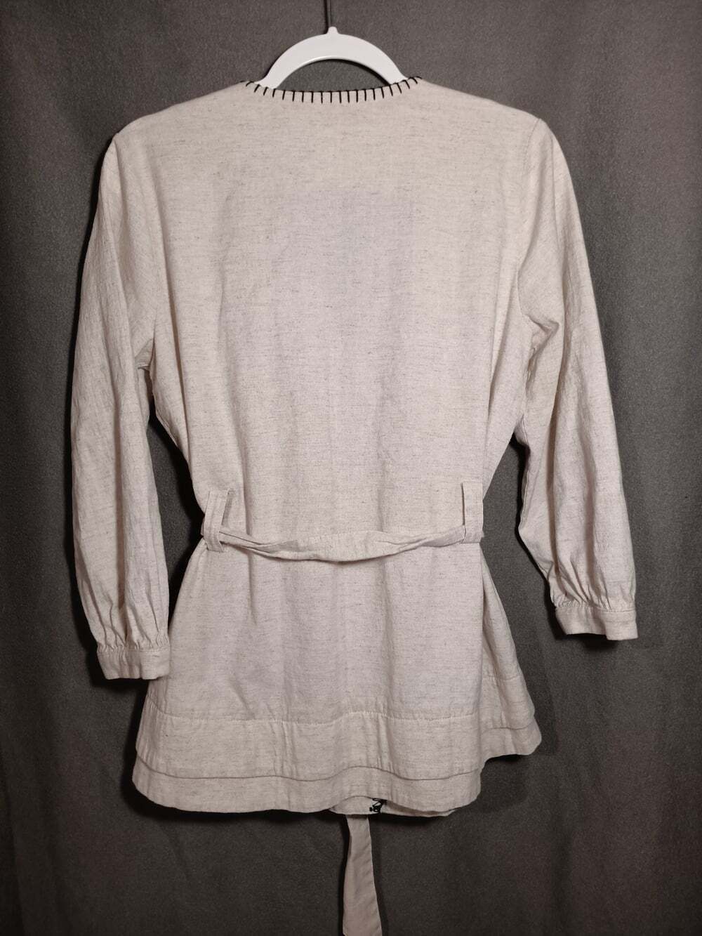 Soft Surroundings Maxime Jacket Medium Natural Linen Blend Stitched Belted Tan - Picture 9 of 9